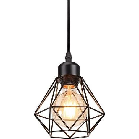 Industrial Pendant Light, Vintage E27 Metal Diamond Shape Ceiling Lamp, 160mm Diameter Shade, Ceiling Light for Living Room, Bedroom, Kitchen (1/3)