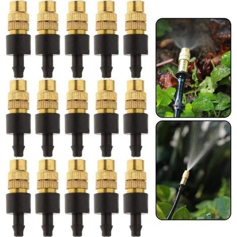 Set mit 15 Messing-Sprinklern mit verstellbaren Düsen – Sprühweite 1-4 Meter – Druck 1,5-3,0 kg – Zur Bewässerung und Befeuchtung (1/5)