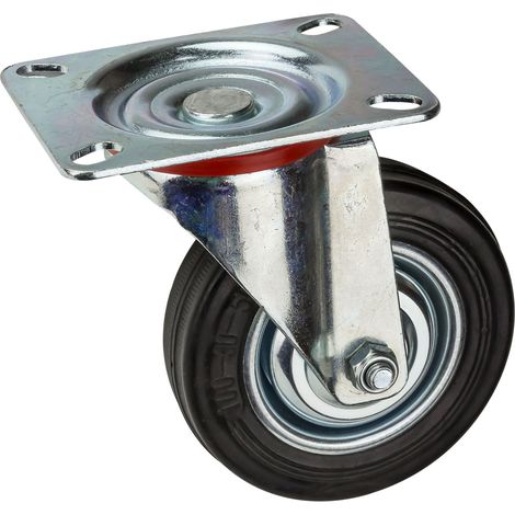 Transportrolle Lenkrolle Vollgummi-Rad d=100 mm bis 70 kg Gummirolle Bockrolle (1/3)