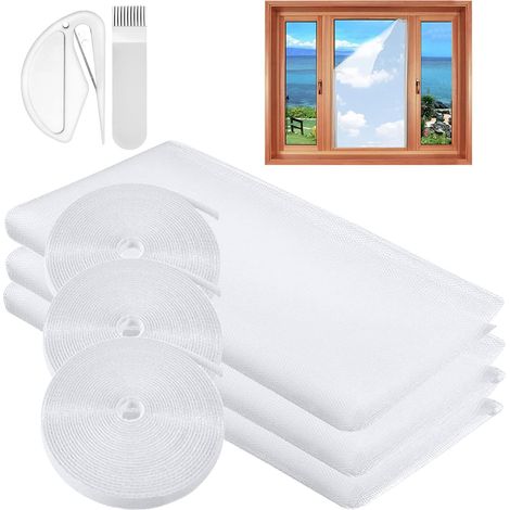 Zanzariera Finestra Adesiva 130x150 cm 3pz Rete Protettiva Bianca (1/5)