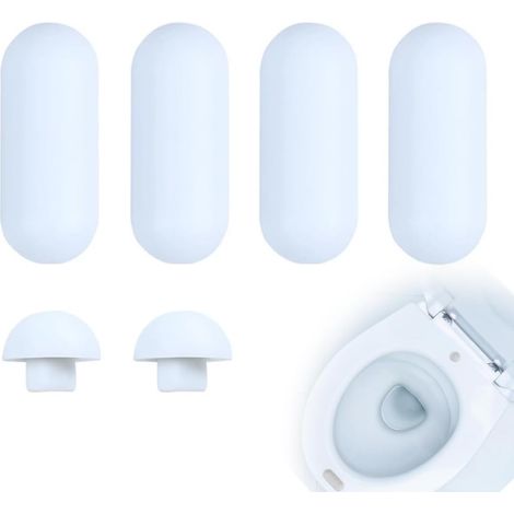 Abattants WC, Ensemble de 6 amortisseurs de siège de toilette, compatible avec tous les modèles standards, convient pour la maison, le bureau, l'hôtel, etc. (Blanc) (1/5)