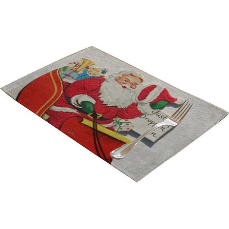 Set de table de Noël bonhomme de neige en coton et lin imperméable, dessous de plat, dessous de tasse à café, protection thermique, décoration intérieure (2 pièces) (1/5)