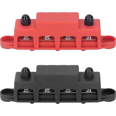 4-poliger M8 48V 250A Verteilerblock aus rotem und schwarzem Messing für Autos, Wohnmobile und Boote (1/5)