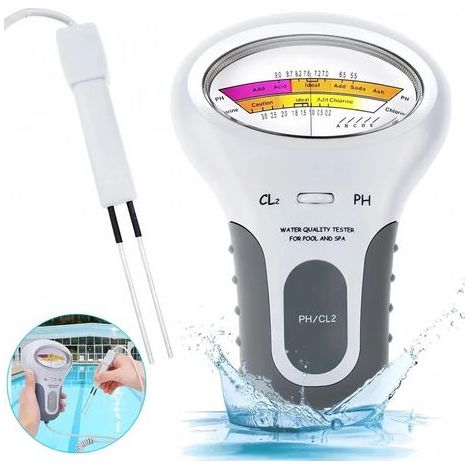 Testeur de pH et de chlore 2 en 1, testeur électronique portable de la qualité de l'eau, instrument de mesure du Cl2 pour piscines et aquariums (1/5)