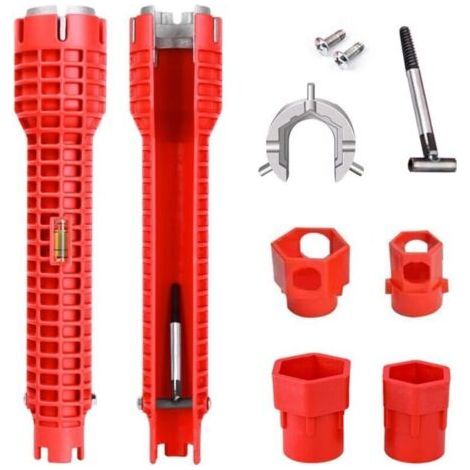 Faucet Wrench 14 in 1 Multifunctional Kitchen-Bath Non-Slip Plumbing Tool Sink-Mixer-Lavatory Wrench (1/5)