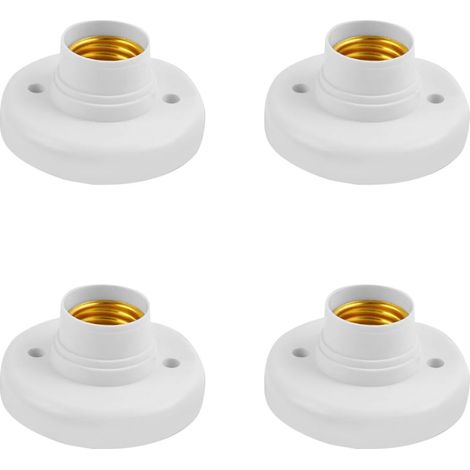 Douille E27 Plafond - Lot de 4 - PC Blanc et Céramique - Support Ampoule LED 220V - Salon Garage Atelier - 78x40mm (1/5)