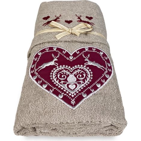 ENSEMBLE DE SERVIETTES TYROL TYROLIEN COEUR CERF colombe gris