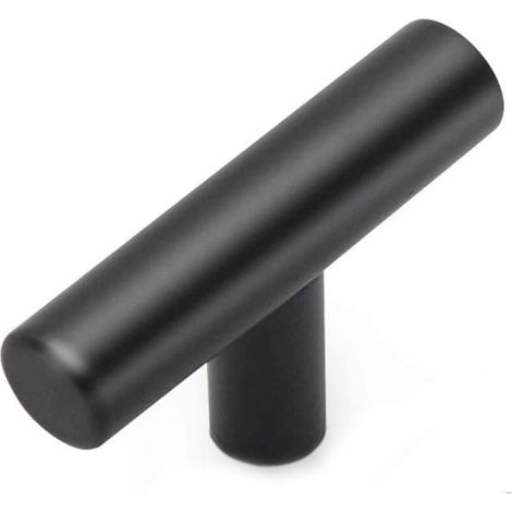 Lntyq Ensemble de 5 boutons d'armoire en acier inoxydable 2 "à trou unique, boutons de tiroir noir mat, boutons d'armoire et poignées de tiroir (1/4)