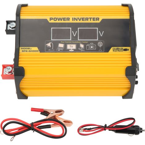 Onduleur 300W 12V à 220V avec Affichage et USB, Convertisseur de Tension Voiture Jaune (1/5)