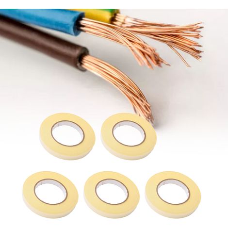 Vendu par paquets de 5, ruban en tissu acétate blanc de 0,22 mm d'épaisseur, 16 mm de largeur et 30 m de longueur totale, pour écrans électroniques et câbles plats, ignifugé et résistant au feu. (1/5)
