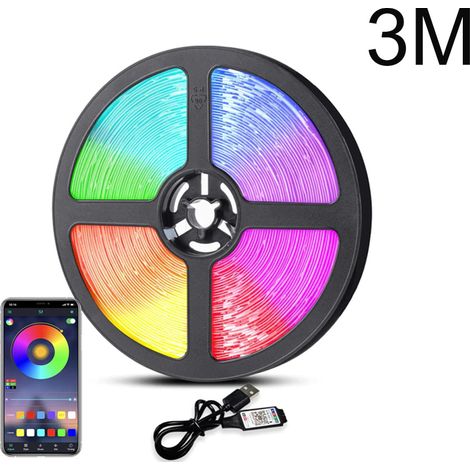 Striscia LED Multicolor 3M Adesiva Bluetooth Tagliabile Flessibile Ingresso USB (1/5)