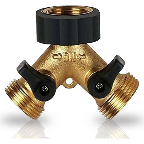 Laiton Répartiteur de Robinet 2-Voies Y-Distributeur pour Tuyaux D'Arrosage, Double Arrivee d'eau Machine a Laver Répartiteur D'Eau 3/4 Pouces pour Connexion de 2 Appareils—Couleurs différentes (1/5)