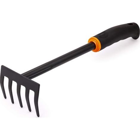 Râteau de jardin de luxe 9 cm de large en acier carbone laqué noir Râteau de jardin avec poignée ergonomique pour jardin, balcon, potager, terrasse ou entretien funéraire (1/5)
