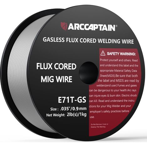 Fil fourré 0,9 mm 1 kg E71T-GS MIG pour poste à souder sans gaz MIG/MAG FLUX, Bobine de fil de 100 mm avec mandrin de 20 mm (1/5)