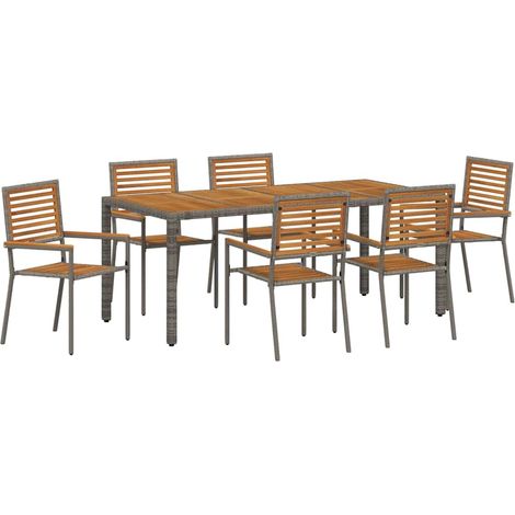 Maison Exclusive - Garten Essgruppe 7 pcs Grau und Braun Poly-Rat