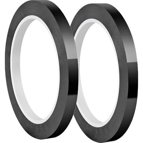 2 Rouleaux de Ruban Adhésif en Mylar, 5mm x 66m Ruban Adhésif Isolant, Ruban Électrique, pour Isoler, Réparer et Protéger les Fils Électriques, Noir (1/5)