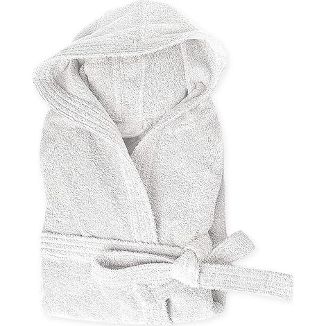 Accappatoio Spugna 100% Cotone Tinta Unita Morbido Uomo Donna Cintura Tasche Cappuccio Bianco - S (1/2)
