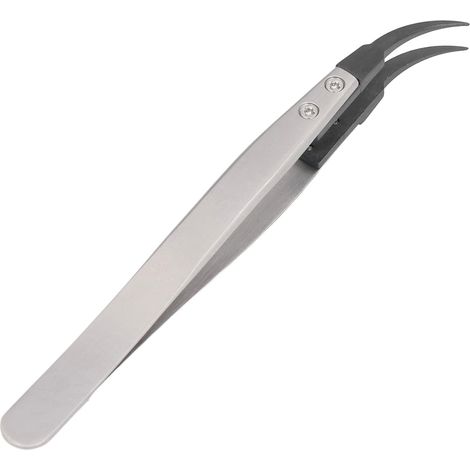 Pince à épiler antistatique, en acier inoxydable antimagnétique, de haute précision, avec embout coudé remplaçable