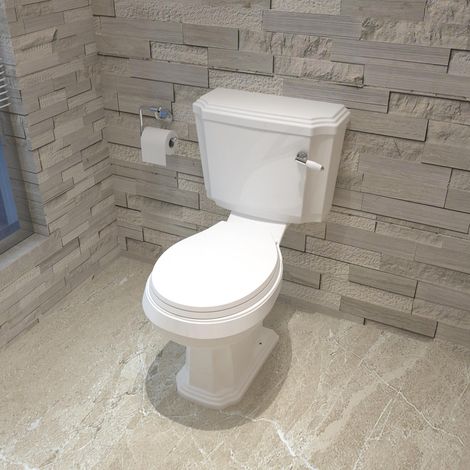 Traditional Toilet Close Coupled Ceramic Pan Cloakroom Soft Close Seat Bathroom (1/5)