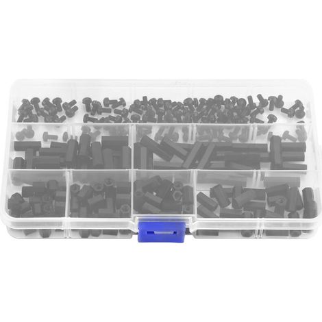 Kit d'assortiment de 250 vis d'espacement femelles M3 en nylon pour colonne hexagonale (entretoise femelle M3 B)