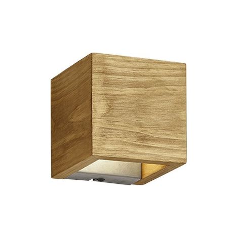 Applique LED cubo bi-emissione, legno, 11x11 cm, Brad (1/4)