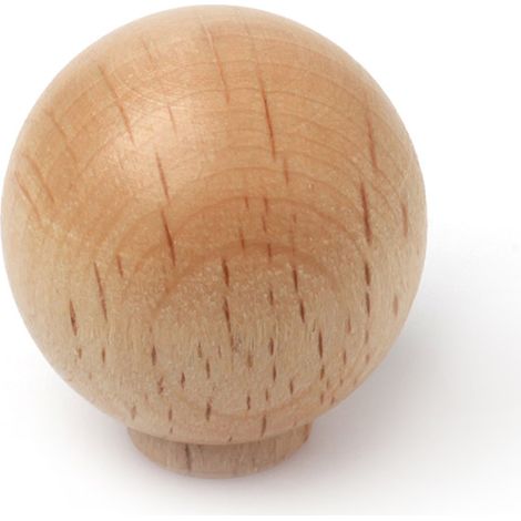 Bolsa con 6 pomos en madera con acabado haya transparante., dimensiones: 29x29x32mm, Ø: 30mm -
