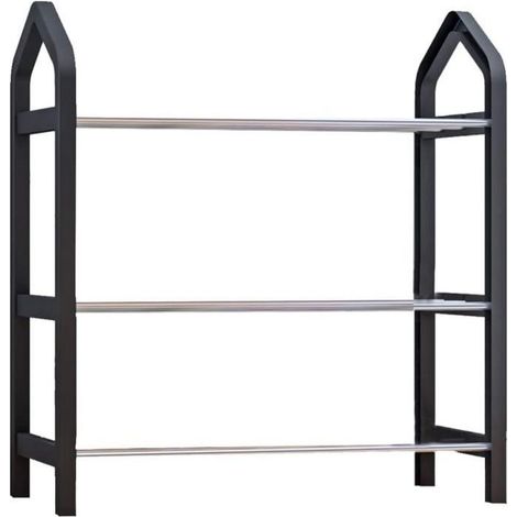 1 étagère à chaussures à 3 niveaux, facile à assembler, simple, légère, solide, pour chambre à coucher, dortoir, entrée (1/4)