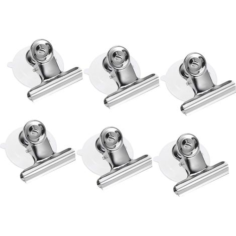 Lot de 6 Clips Ventouse Inox Ventouses Transparentes 2.28X2.09X1.57 Pouces pour Accrocher Décoration Maison Bureau sans Perçage Réutilisables