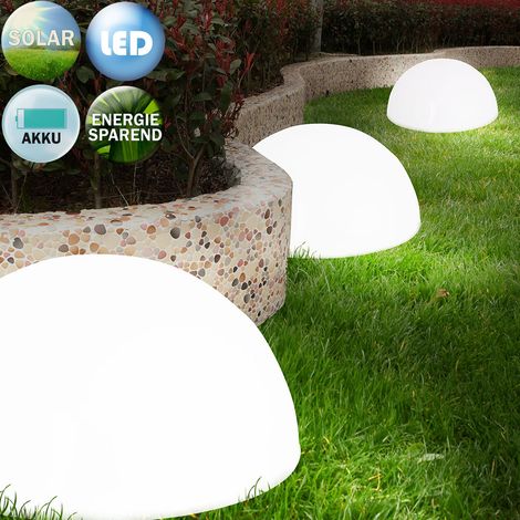 MONZANA® LED Solarlampe Außen 3er Set Wetterfest Kugel Halbrund Garten Balkon Solarleuchte Gartenleuchte Wandleuchte Weiß (1/4)
