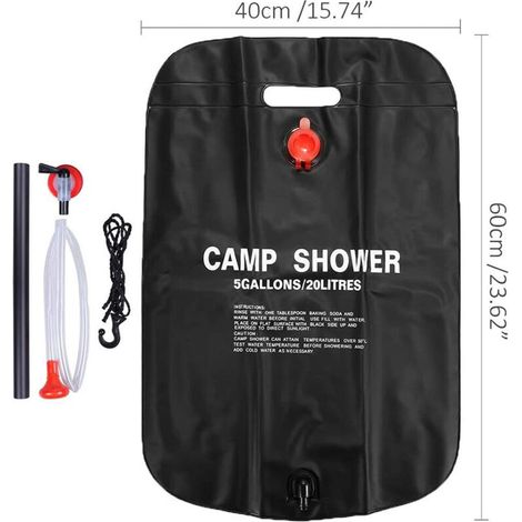 Borsa doccia solare da 20 litri – sacca idrica sportiva per picnic e campeggio (1/4)