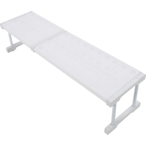 Étagère extensible pour placard, en acier au carbone, ABS et PP, avec rehausseur pour rangement sous évier, hauteur 67 à 88 cm / 26,4 à 34,6 pouces. (1/5)