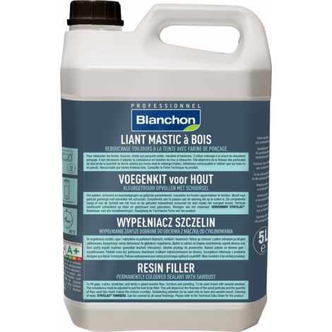 Blanchon – Liant mastic à bois 5l naturel – Rebouchage joints et fissures jusqu'à 2mm – Séchage rapide – Excellente adhérence pour parquets collés