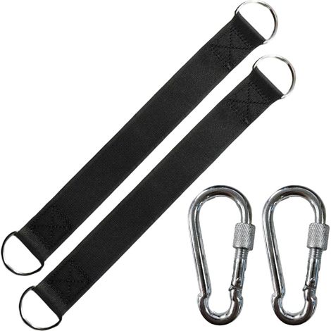 Kit de Fixation pour Hamac, Sangle Double Couche Robuste 30x3,2cm + Crochet Galvanisé Renforcé 8 80, Anneau D Épais, Antirouille (1/5)