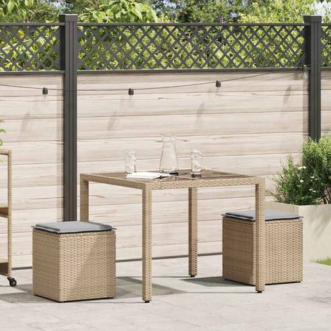 Maison Exclusive - Sgabelli Giardino con Cuscini 4pz Beige 40x40x43 cm Polyrattan