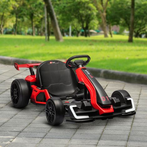 Go-Kart für Kinder, Elektro-Kart mit Hupe und Musikfunktion, verstellbarer Sitz, bis 12 km/h, Kunststoff, Metall, Rot (1/5)