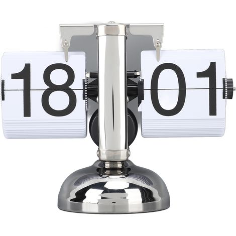 Horloge à Flips Rétro sur Pile avec Grands Chiffres en Acier Inoxydable 304 pour Bureau ou Salon - Affichage 24h Pages Blanches (1/5)