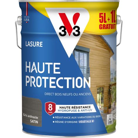 Lasure Haute Protection Biosourcée V33 gris anthracite Satin - 5L + 20%
