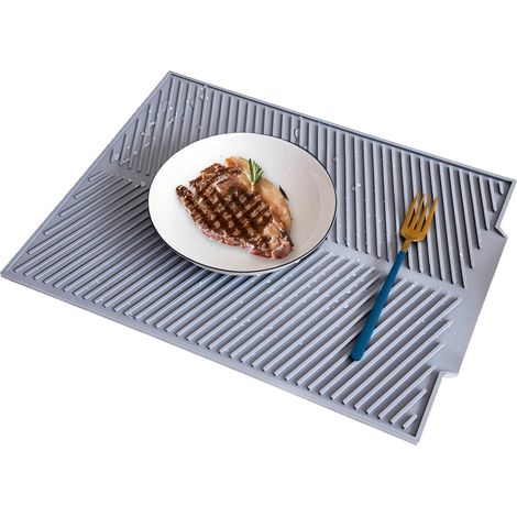 Tapis égouttoir à vaisselle en silicone - Résistant à la chaleur et pliable (1/5)