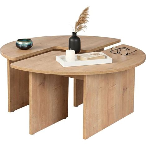 Dmora - Tavolino da salotto Tairn, Tavolo basso da caffè, Portariviste per divano, Ripiano da soggiorno, 90x90 h41 cm, Quercia