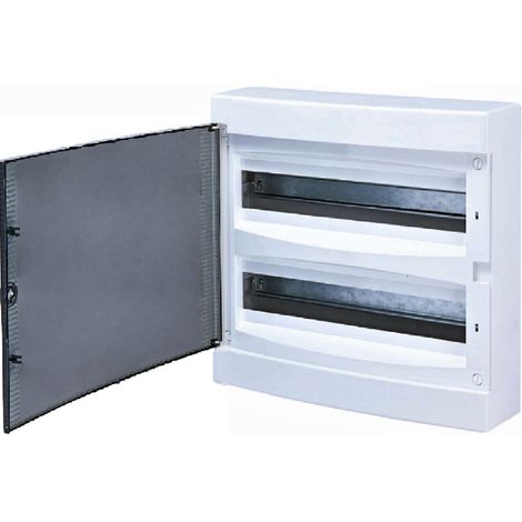 Coffret électrique apparent 36 modules – 2 rangées 18 modules – IP40 – Montage saillie avec porte translucide teintée – 63A