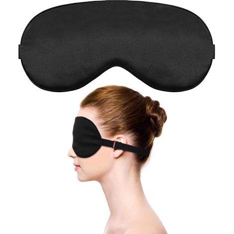 Masque de sommeil en soie haut de gamme - Masque occultant à 100 % - Noir (1/5)