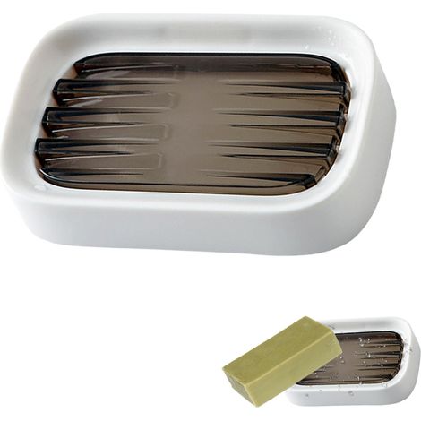 Porte-savon autonettoyant avec bac de drainage et porte-éponge pour douche, salle de bain et évier de cuisine (1/4)
