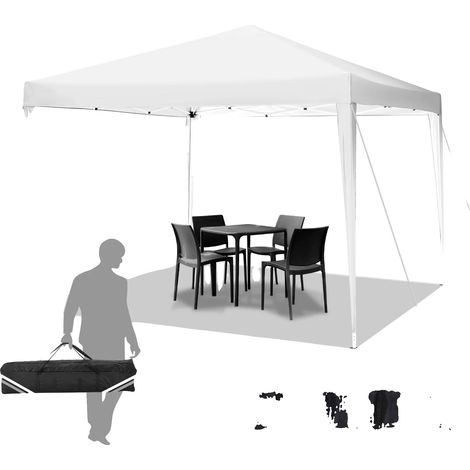Carpa tipo toldo, de montaje instantáneo, impermeable con protección UV, color blanco. (1/2)