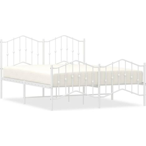 Maison Exclusive - Cadre de lit métal sans matelas et pied de lit blanc 135x190 cm (1/5)