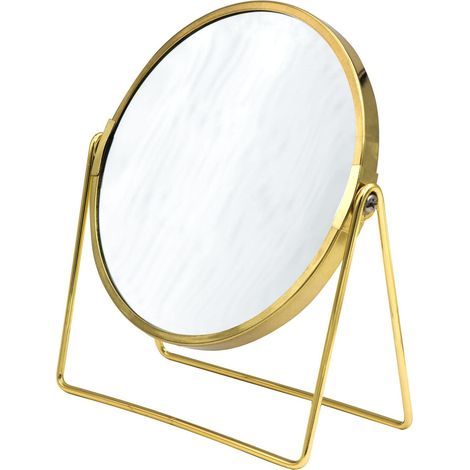 Miroir de Maquillage sur Pied - avec grossissement 5X - Pratique - Moderne - Doré (1/2)