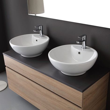 Kiamami Valentina – Meuble de salle de bains suspendu 120cm en chêne naturel – Tiroir sous lavabo avec fermeture soft close – Miroir 120x60 avec cadre en abs — vue 3