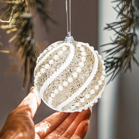 Décorations de Noël, boules de Noël, boules décoratives pour sapin de Noël, boules de Noël à suspendre, petit pendentif de 8 cm (lot de 2). (1/5)