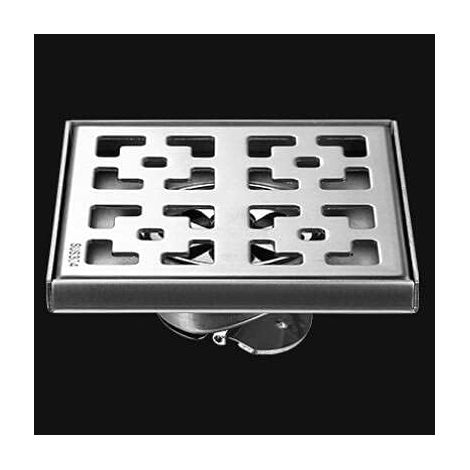 Grille de sol carrée en acier inoxydable, drain de douche rétro 12/15/20 cm, grande évacuation d'eau, bouche d'égout de salle de bain, style industriel (Couleur : 12X12CM) (1/5)