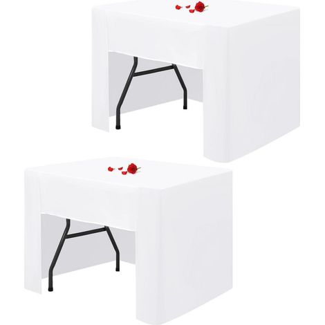 Housse de table blanche pour tables pliantes, lot de 2, carrée, polyester, lavable