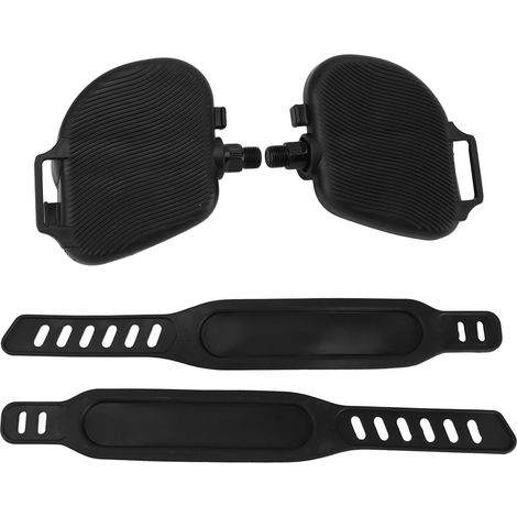 1 Paire de Pédales de Vélo d'Exercice Antidérapantes à Motif Rayures, Pièces de Vélo Stationnaire Portable avec Sangle Réglable, Filetage 9/16 Pouce (1/5)